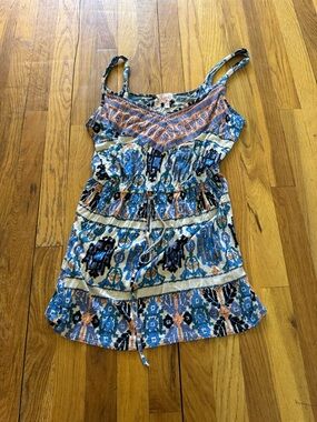Plenty by Tracy Reese Blue and Peach Printed Spaghetti-Strap Tank